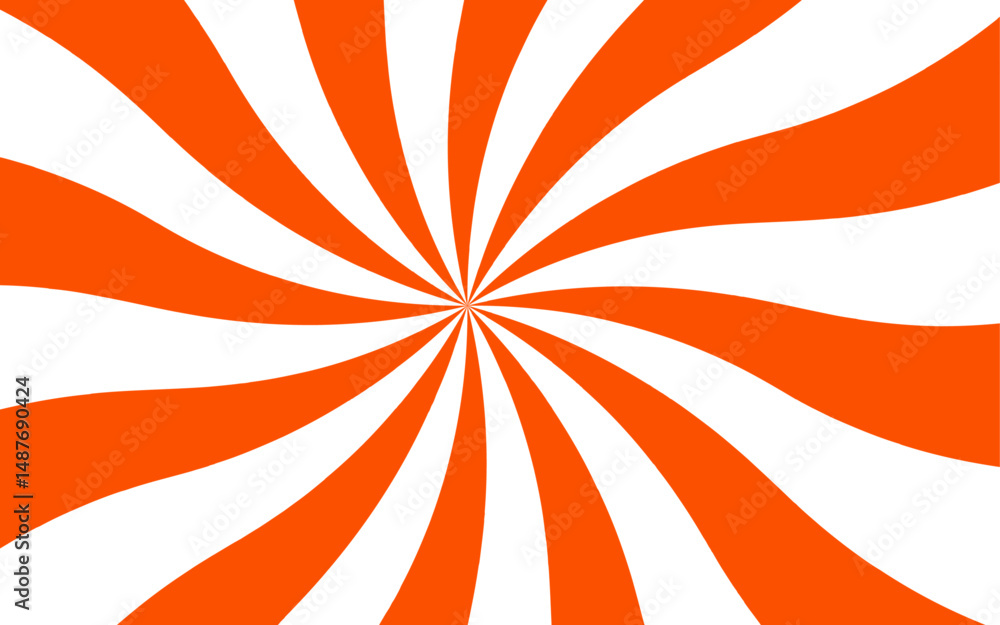 Leinwandbilder abstract vivid, hypnotic background with a central radial burst design. orange and white wavy rays. 