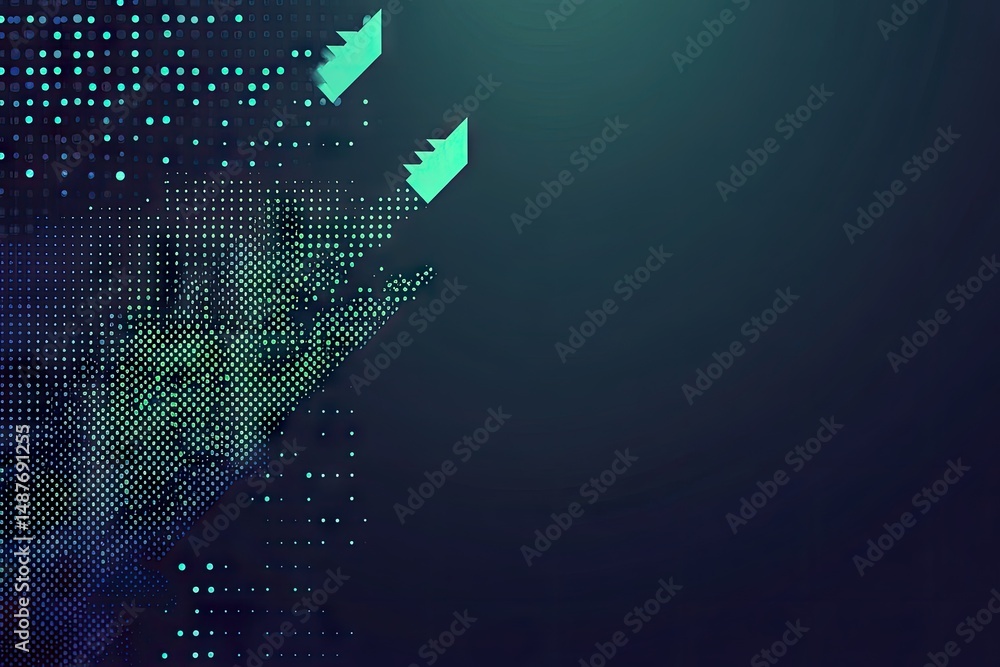 Poster abstract digital background featuring glowing blue geometric shapes and patterns. creating a sense o