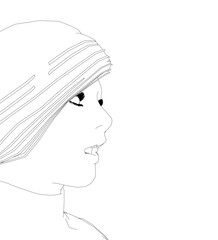 A girl's face with large and bright eyelashes and an open mouth.