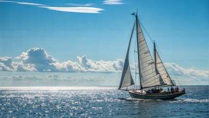 Obraz premium Sailing yacht on open sea