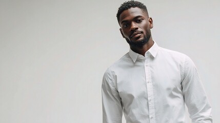 Obraz premium Elegant Portrait of a Man in a Crisp White Shirt Standing Confidently