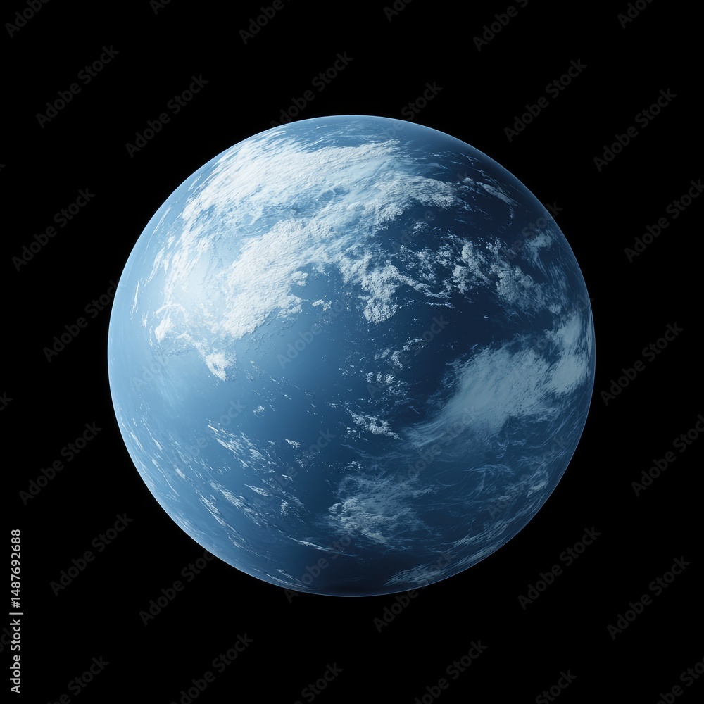 Poster a stunning view of a blue planet floating in the vastness of space. showcasing swirling clouds and a