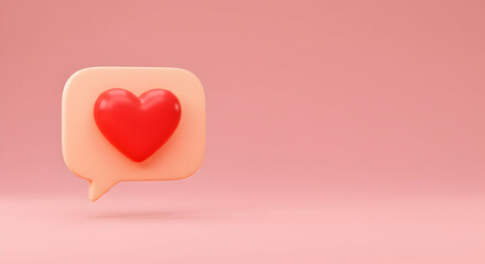 3D,  rendering,  render, 3D Render of a Heart in a Speech Bubble on Pink Background