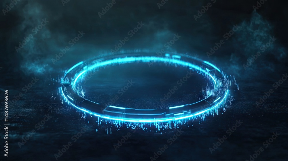 Poster a vibrant. futuristic digital circuit board illuminated by blue and orange lights. depicting advance