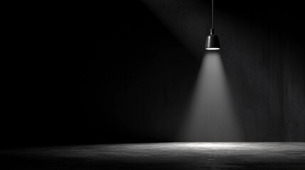 Minimalist black background with spotlight, fine art mood lighting