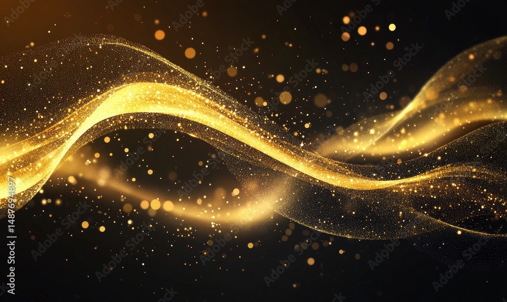 Aufkleber a mesmerizing display of golden waves flowing gracefully against a dark background. creating a sense