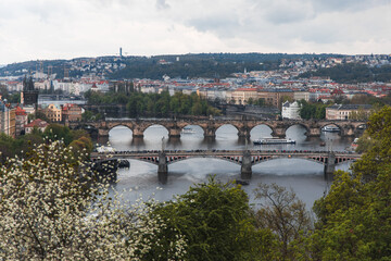 charles bridge prague panorama over river