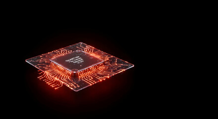 quantum computer,  chip,  processor, Glowing Quantum Computer Chip