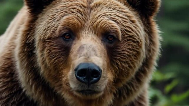 Brown Bear Face close-up Video. Ai generated.