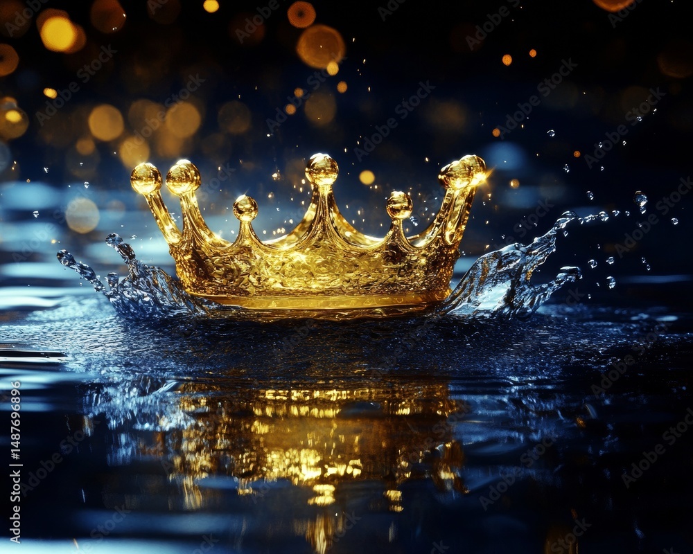 Poster the image captures a dynamic display of water, with a splash of sunlight illuminating the crystal-cl