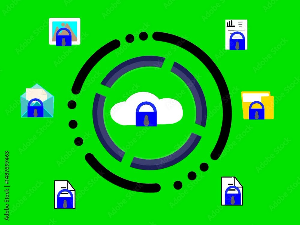 Poster cloud computing with data privacy protection concept on green screen. cloud security. cybersecurity 