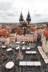Old town square view from above Prague