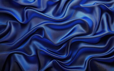 Obraz premium A close-up view of luxurious dark blue satin fabric. showcasing its smooth texture and elegant draping. ideal for fashion design or textile industry applications
