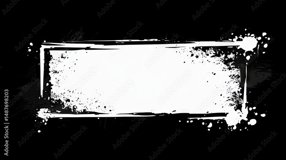 Poster a blank canvas with a textured black background. featuring an uneven white paint stroke across the c
