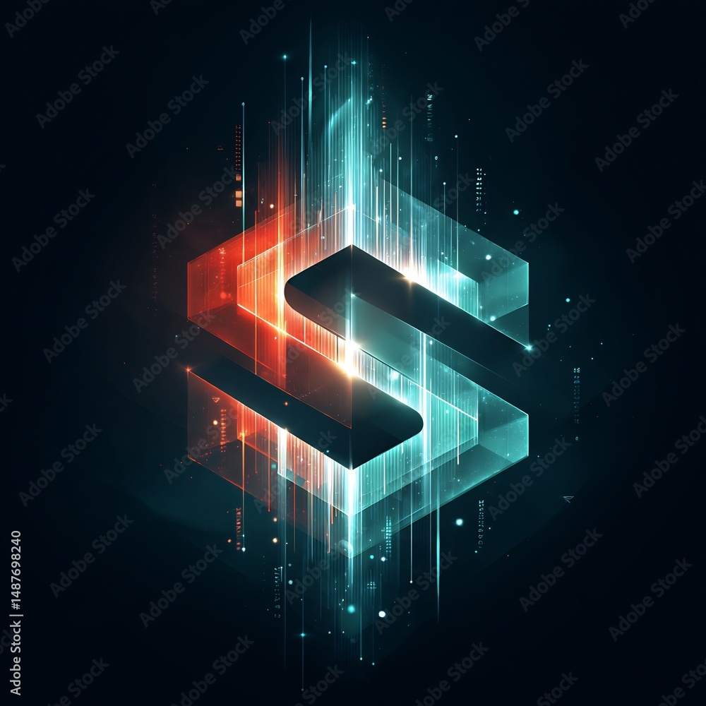 Poster dynamic digital transformation depicting abstract initial 's' in vibrant light