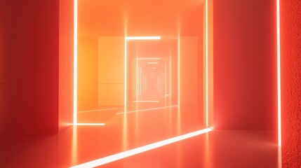 Futuristic cityscape with glowing neon lights and geometric architecture, embodying a vision of advanced urban harmony.
