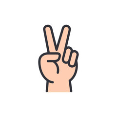 Cartoonish Illustration Of A Hand Making The Victory Or Peace Sign
