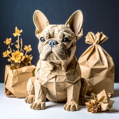 French Bulldog in paper mache