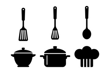 Kitchen utensils cooking tools and chef hat vector