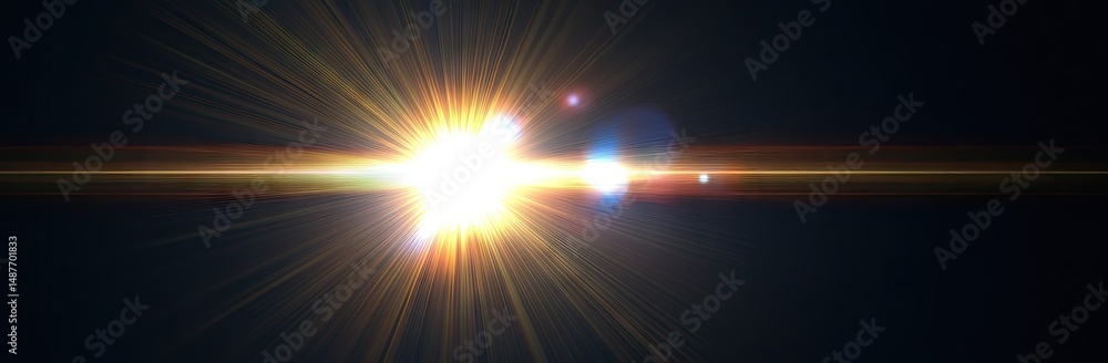 Aufkleber a stunning cosmic light flare radiates across a dark backdrop. creating a mesmerizing effect. perfec