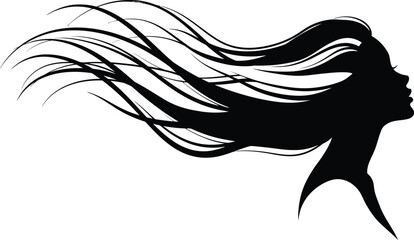 Minimalist Woman Silhouette with Flowing Hair