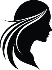 Woman Silhouette with Flowing Hair - Minimalist Vector