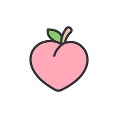 Stylized Peach Icon With Pastel Hues And A Transparent Canvas