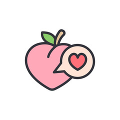 Lovely Peach With Heart Shaped Speech Bubble Representing Affection