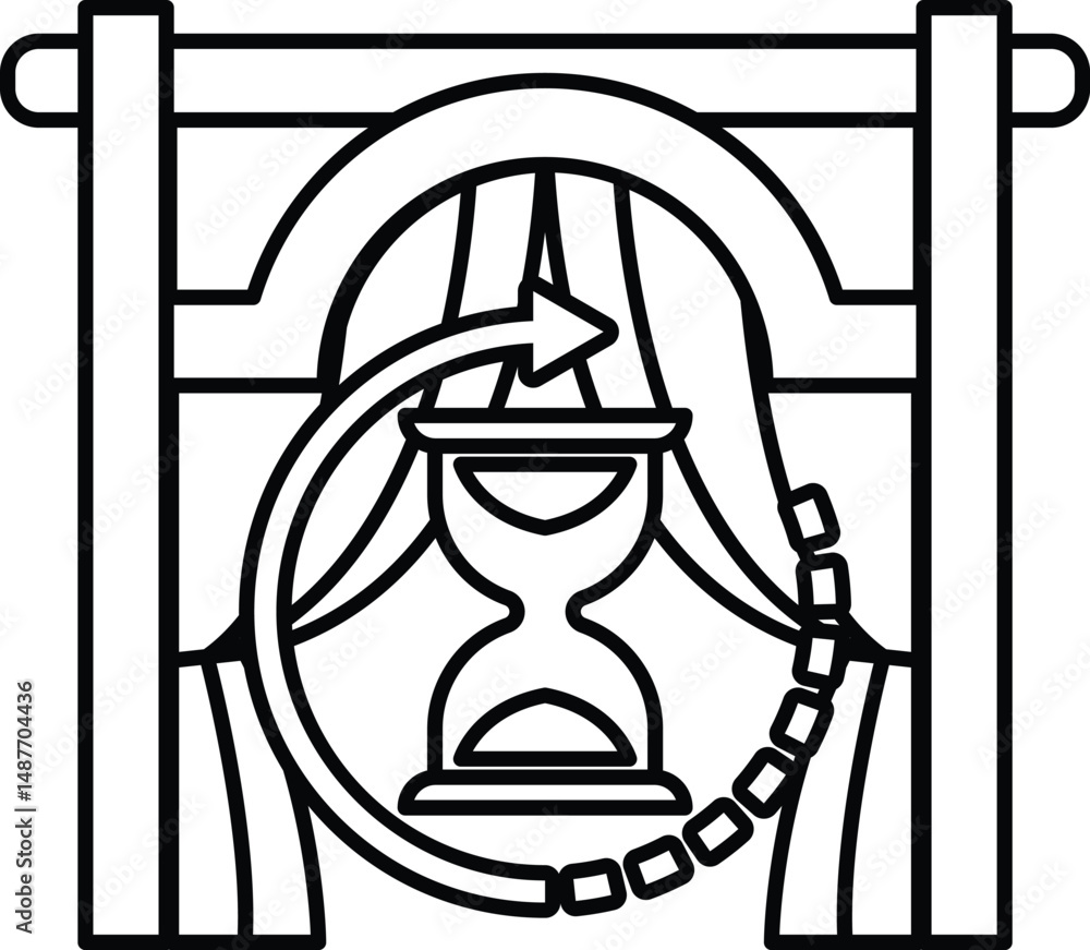 Poster a black and white image of a clock with a white arrow pointing to the right