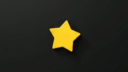 Yellow slim octagonal star simple flat geometric on dark grey black background loop. - Powered by Adobe