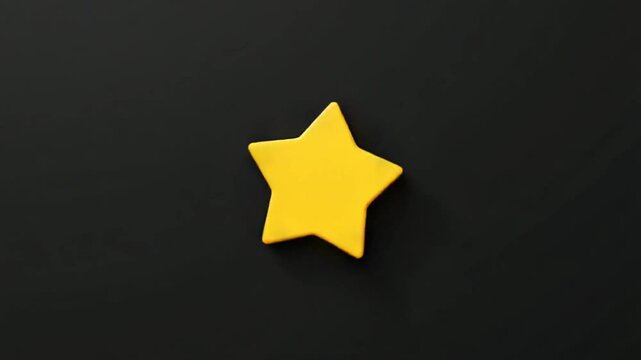 Yellow slim octagonal star simple flat geometric on dark grey black background loop.