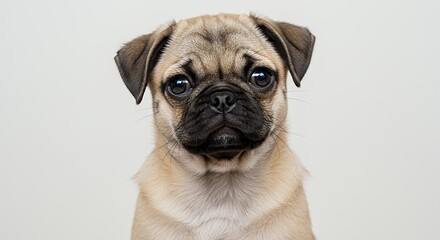 Obraz premium Pug puppy portrait studio shot with light background