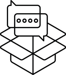 A box with two boxes inside of it and a conversation between them