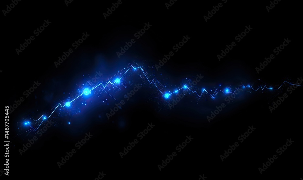 Poster a mesmerizing blue abstract background featuring shimmering vertical lines and glowing bokeh effects