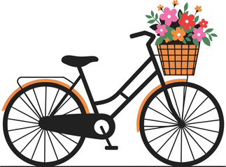 Fototapeta premium Minimalist Bicycle with Flower Basket