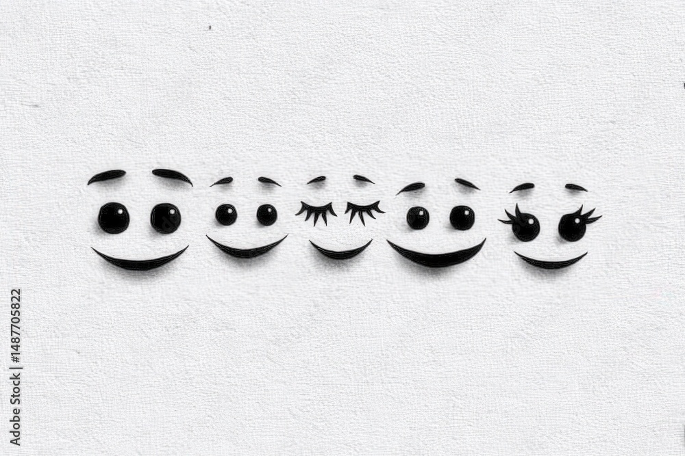 Aufkleber a playful series of expressive emoticons showcasing a range of smiling faces each conveying differen