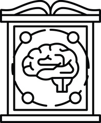 A black and white drawing of a brain with a few circles around it