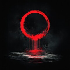 Intense, crimson circle design against a dark background.