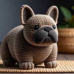 French Bulldog made of knitting wool