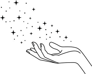 Hand Reaching for Stars Minimalist Vector
