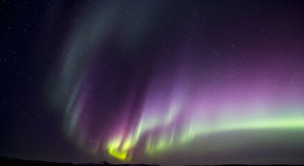 aurora borealis,  northern lights,  aurora, Aurora Borealis Display over Starry Night Sky