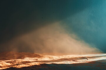 Sandy Desert Landscape:  Mysterious Dust Storm Under a Teal Sky