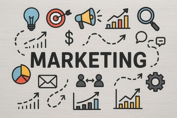 Modern business icons and words