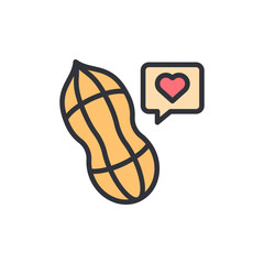 Stylized Peanut Illustration With Heart Symbol Floating Near By For Social Media