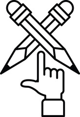 A pencil is crossed with another pencil