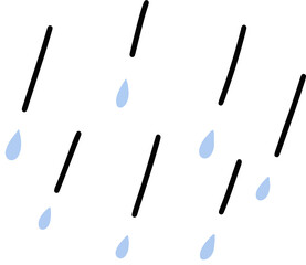 This is a stylized hand-drawn icon of falling rain lines with motion and rhythm. Ideal for weather graphics, rainy scenes, and expressive visual accents.