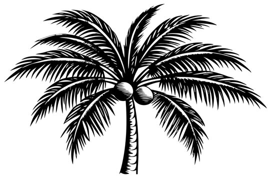 black palm tree with coconuts clip art preview