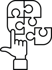 A hand pointing at a puzzle with the word 