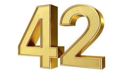Bling Bling Diamond Gold Number 42 3D Text Effect