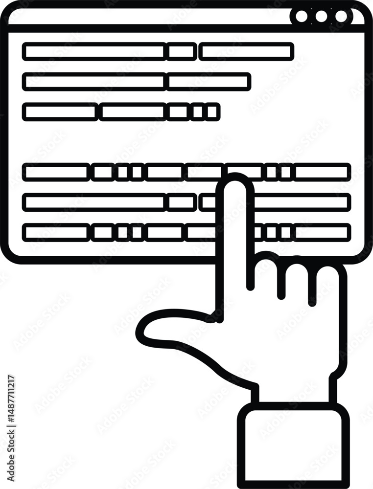 Poster a hand pointing at a computer screen with a black background